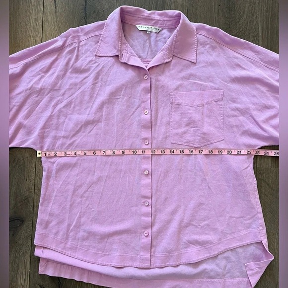 Trina Turk Cotton Button Front Shirt Women's Purple Roll Sleeve Top Size Large - Picture 8 of 10